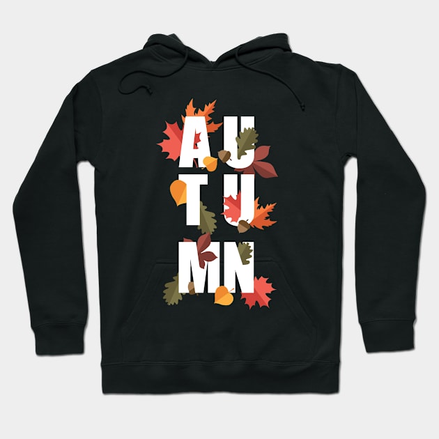 Autumn word and leaves WHITE Hoodie by PrintablesPassions